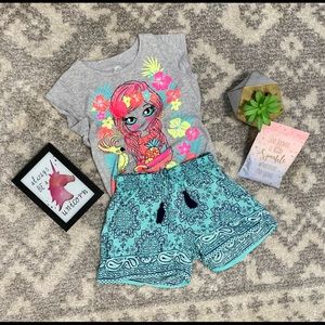 Girls Justice Aqua/Navy print shorts